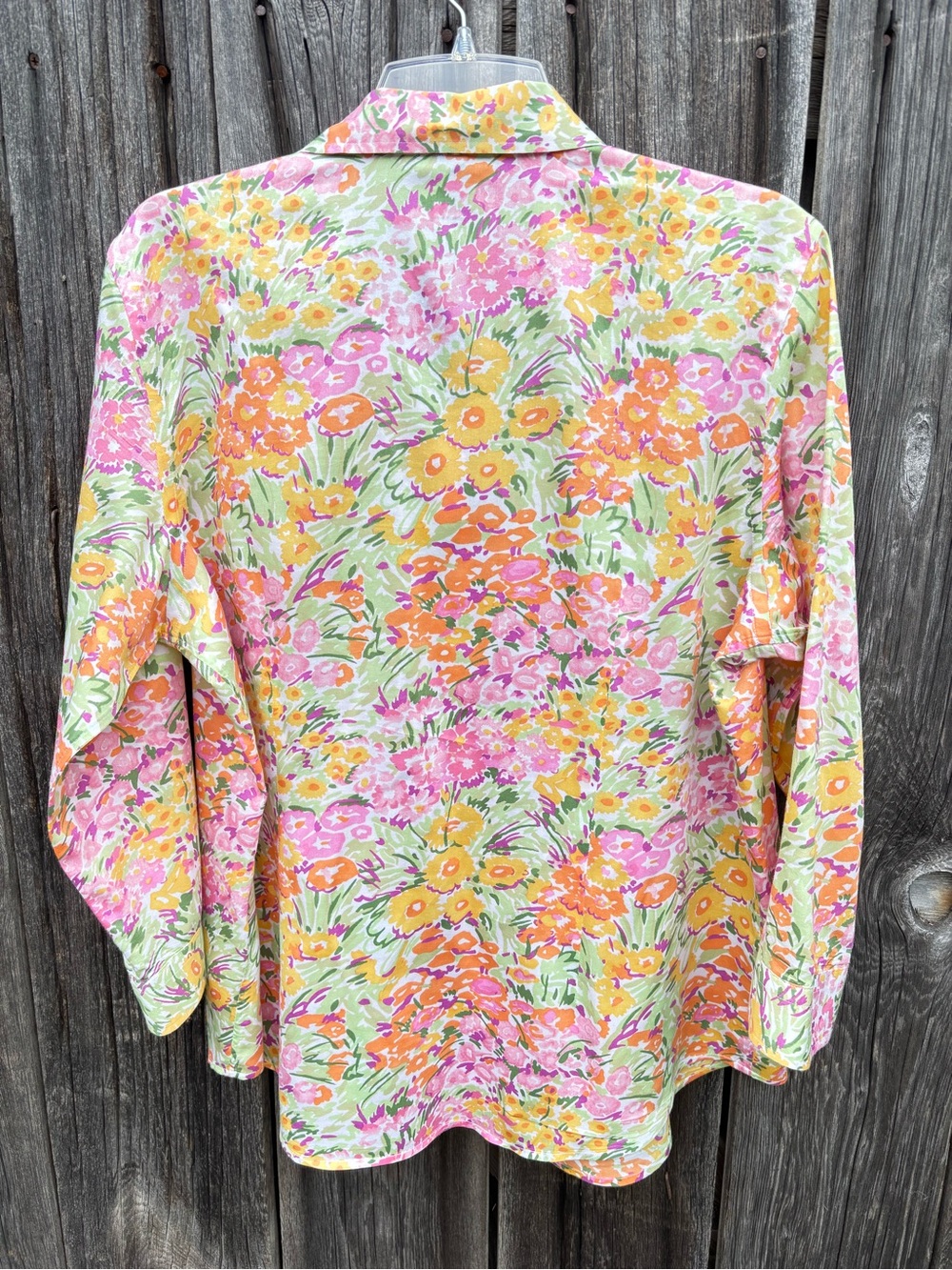 Ralph Lauren Floral Button-Up Blouse-Pink, Orange & Yellow 100% Cotton size XL - Picture 2 of 8